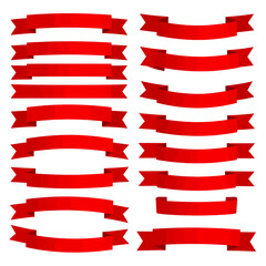 Collection of vibrant red ribbon banners for graphic design and promotional needs perfect for adding emphasis and style to your projects