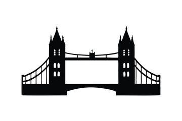 Tower Bridge landmark in London icon silhouette on white background