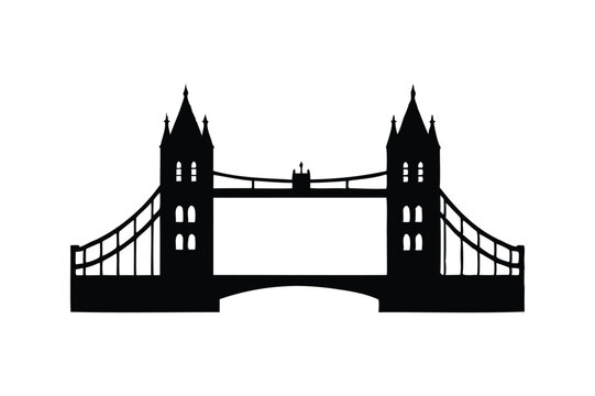 Tower Bridge landmark in London icon silhouette on white background