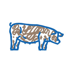 pig field animal icon doodle illustration