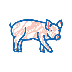 cute piglet pig farm icon doodle illustration
