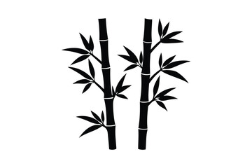 Fototapeta premium Two bamboo stalks icon silhouette on white background