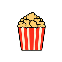 Illustration of snacks a popcorn, good as a sticker, logo, or icon with a white background.