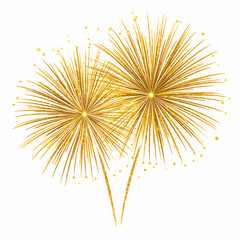 Obraz premium Golden fireworks sparkle with festive light for celebrations and New Year's Eve events in a radiant display against a clean white backdrop