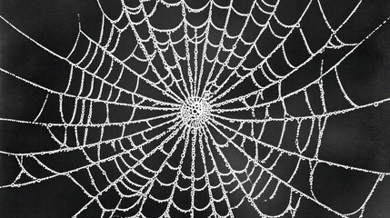 Obraz premium Frozen spider web on dark background