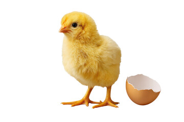 Obraz premium Fluffy brown baby chick standing isolated on transparent background