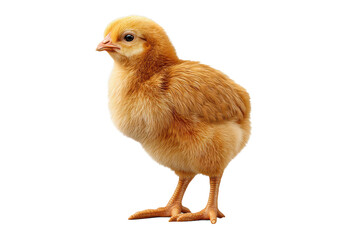 Obraz premium Fluffy brown baby chick standing isolated on transparent background