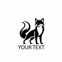 Full Body Fox Logo – Monochrome Wild Animal Mascot Illustration on Isolated White Background

