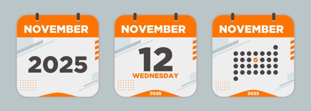 Modern Calendar icon. November. 2025 12 day. The concept of waiting for an important date. Day calendar with date November 12. Cheklist day calendar. Vector illustration.	