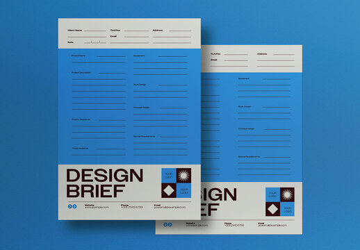 Blue Utilitarian Design Brief A4 & US Letter Layout