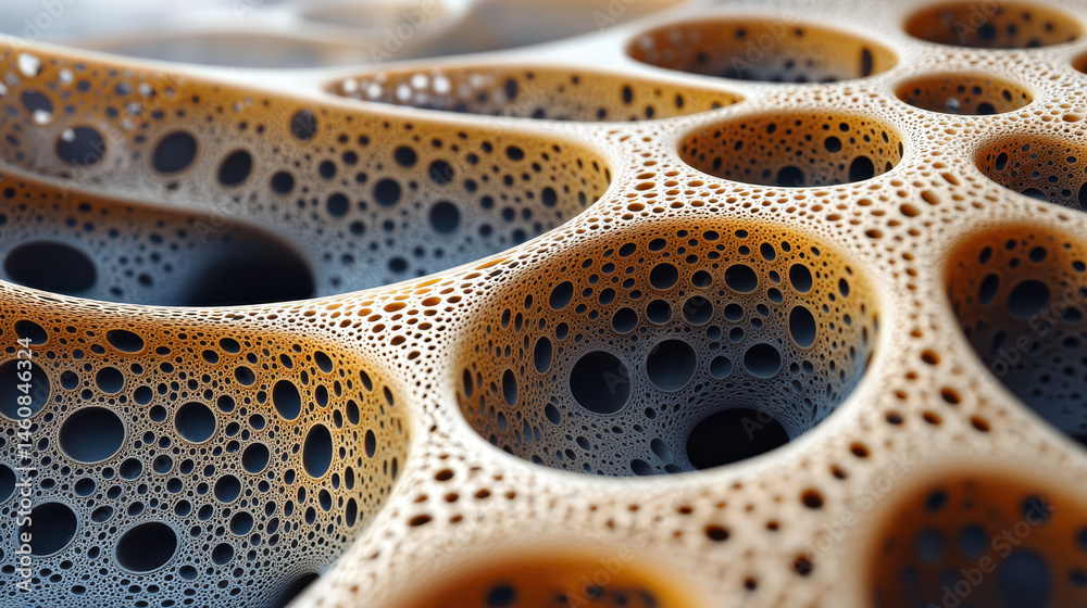 Poster a realistic 4k side angle view of complex 3d organic forms creating a unique and textured background