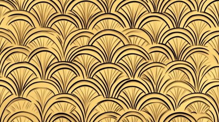 Gold Art Deco Scallop Pattern Background