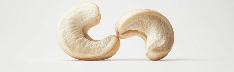 Fototapeta premium Close-Up of Two Cashew Nuts on a Plain Background