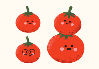 Cute Tomato Vegetable Illiustration Set