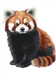 Obraz premium Red Panda Sitting Illustration Adorable Ailurus Fulgens Mammal Isolated on White Background Cute Animal