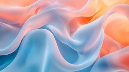 Obraz premium Flowing fabric waves in soft pastel colors abstract art digital design calm environment