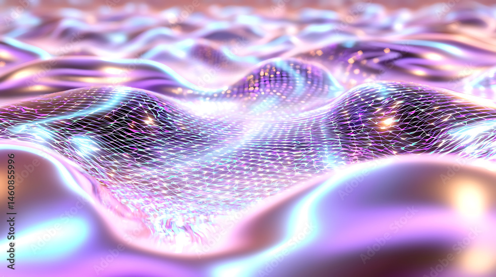 Poster dynamic abstract wave patterns digital space visual art futuristic environment top view creative con