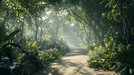 Fototapeta premium sun rays through the forest