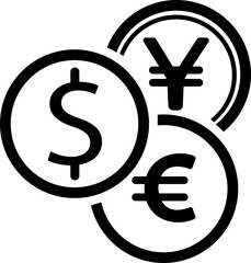 Exchange money dollar icon in line. isolated on transparent background.