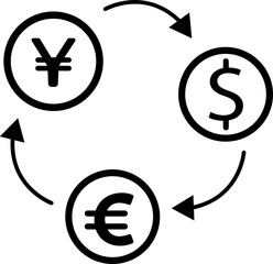 Exchange money dollar icon in line. isolated on transparent background.