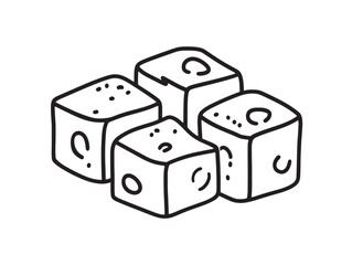 Feta Cheese Food Line Art Illustration for Recipe and Menu Projects