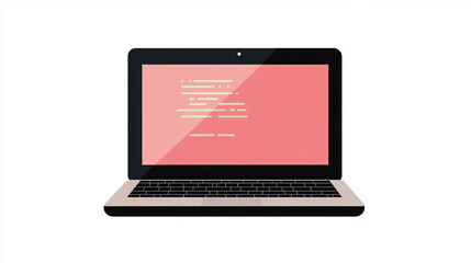 Sleek Laptop with Coral Screen Minimalist Digital Art