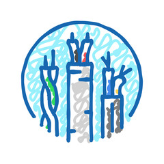 cable wiring electronics icon doodle illustration