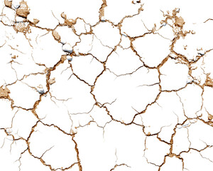 Obraz premium Abstract Cracked Earth Texture Background: Brown Beige Veins on Transparent Background, PNG