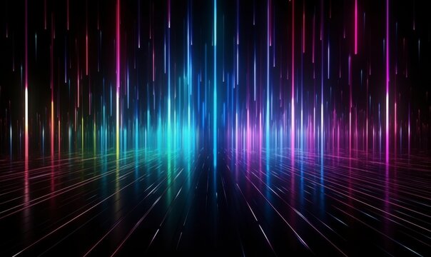 Vibrant Neon Light Patterns in Abstract Digital Background