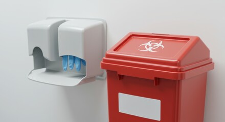 Medical waste bin and glove dispenser