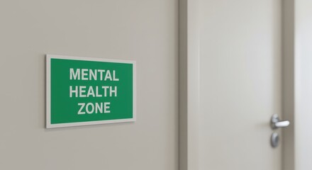 Mental health zone sign on light gray wall