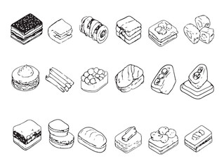 Unique Finger Food Line Art Designs for Stock Vectors