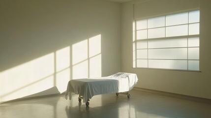 Empty hospital room in soft natural light