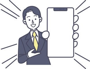 スマホを持つスーツ姿の男性