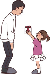 父の日にプレゼントを渡すこども