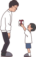 父の日にプレゼントを渡すこども