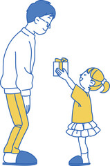 父の日にプレゼントを渡すこども