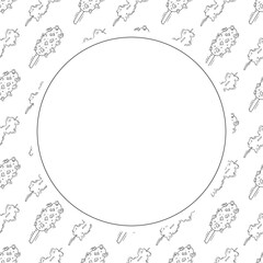 Food frame. doodle fast food circle frame. hand drawn food and beverage frame background. food background