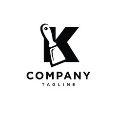 Letter K Putty Knife Icon Logo Vector