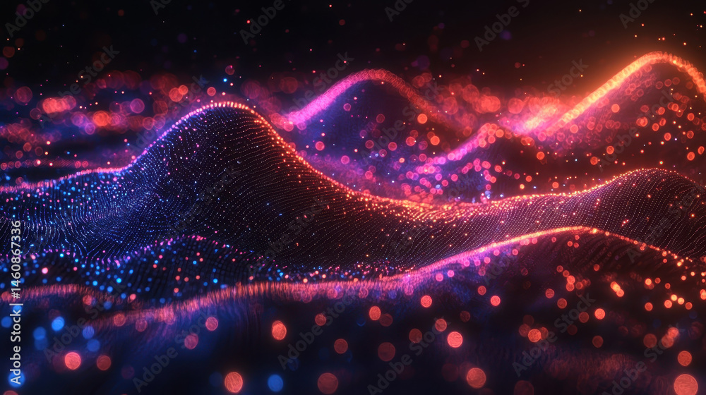 Poster 3d rende displays vibrant sound waves in a realistic 4k side angle view, creating a captivating abst