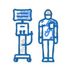respiratory therapist ventilator icon doodle illustration