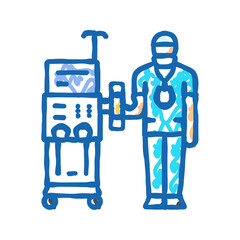 dialysis technician dialyzer icon doodle illustration