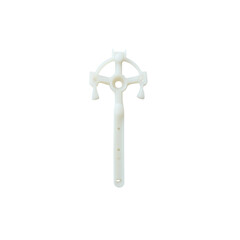 3D Printed White Plastic Cross-Shaped Part - Isolated on Black Background