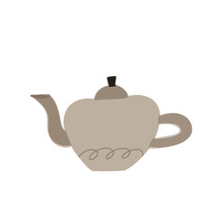 ティーポットのシンプルな手描きのカラーイラスト