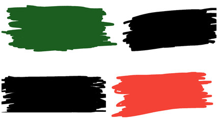 Set of black and red and green brush stroke for graphic design