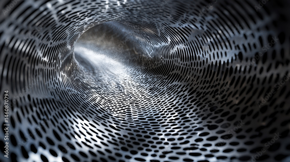 Poster abstract 4k background depicting a spiraling tunnel with intricate patterns and realistic texture, v