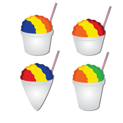 Set of shaved ice on cones design vector illustration