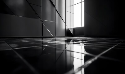 Obraz premium Minimalist Interior Design with Reflection and Natural Light Play