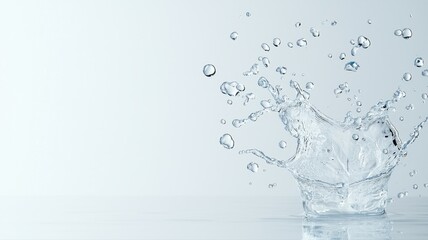 Water splash crown with droplets on white background. water splash droplets crown white liquid clean