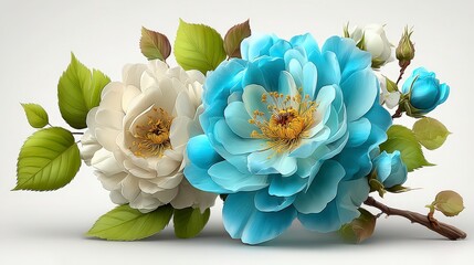 Elegant Blue and White Roses Floral Arrangement  Wedding Invitation Design  Seamless Water